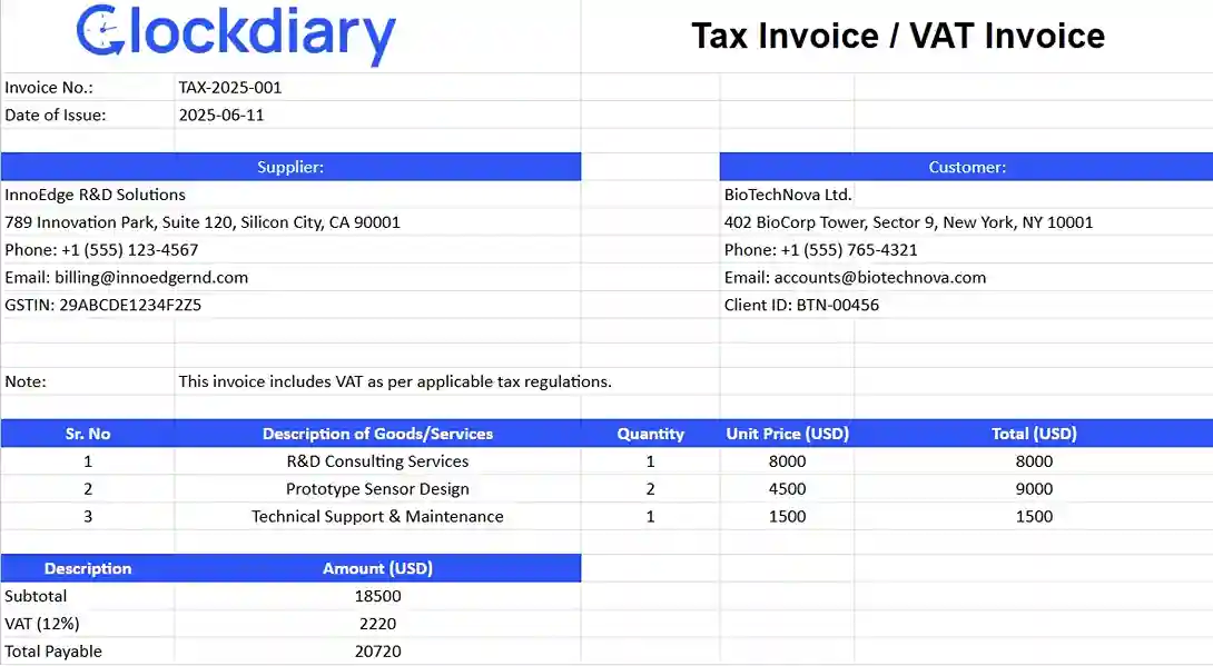 VAT / Tax invoice, one of the most important types of invoices. 
