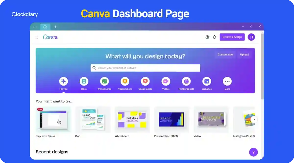 Canva Dashboard Page