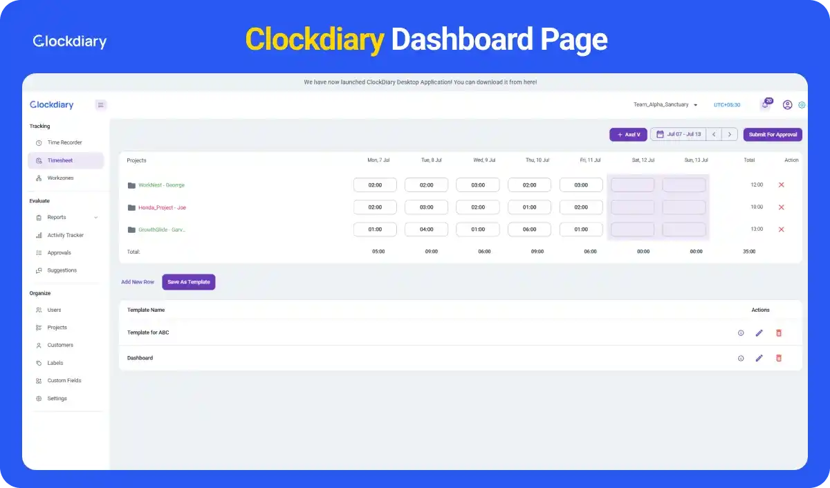 Clockdiary, the best Time Doctor alternative