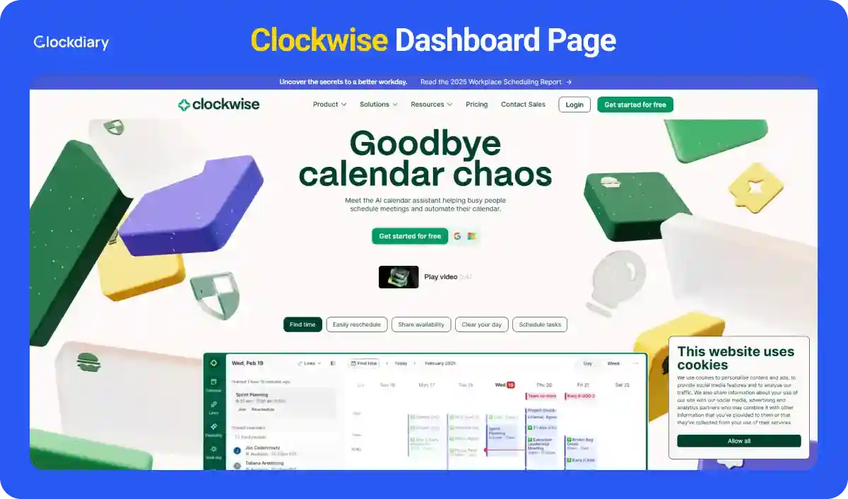 Clockwise , one of the best AI productivity tools