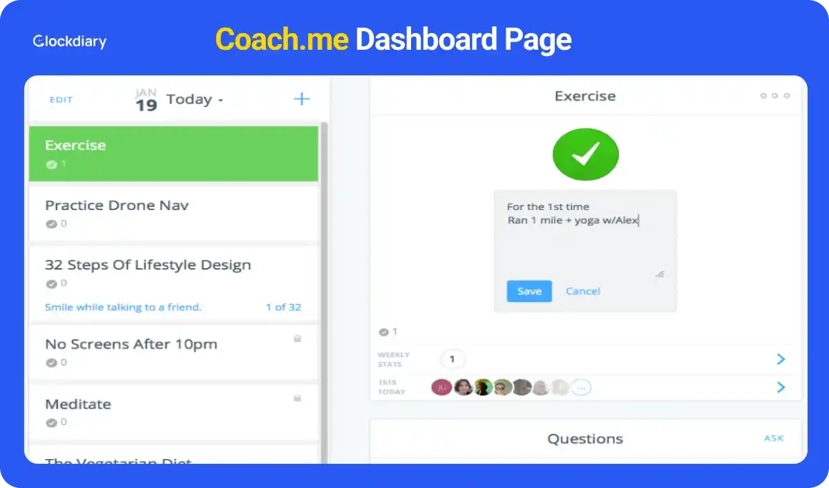 Coach.me Dashboard Page