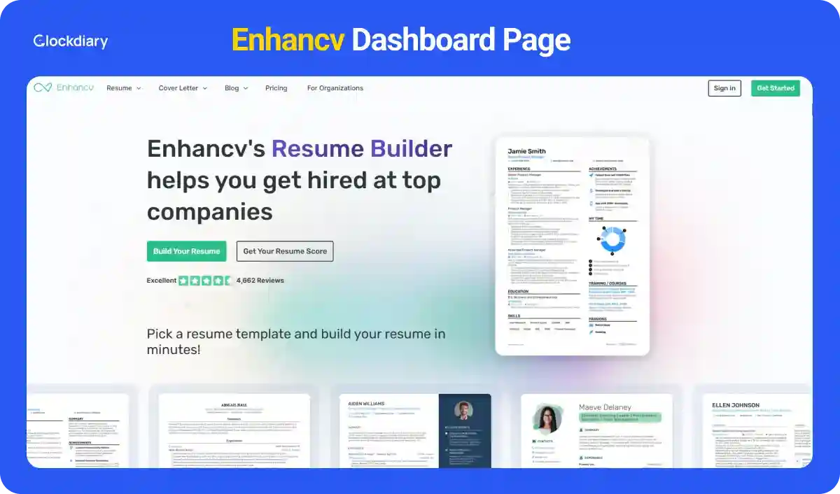 Enhancv Dashboard Page
