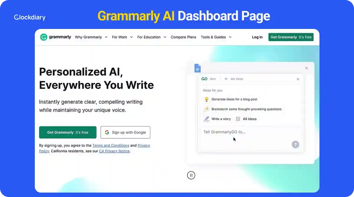 Grammarly AI, one of the best work from home apps
