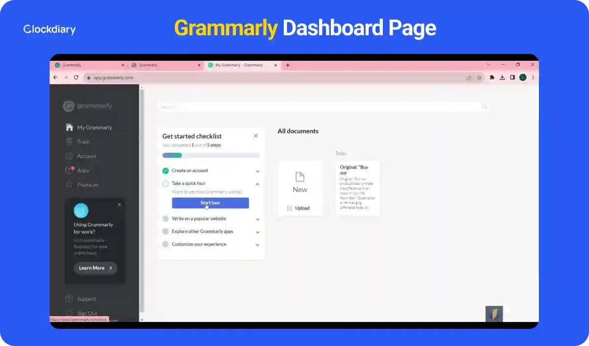 Grammarly, one of the best AI productivity tools