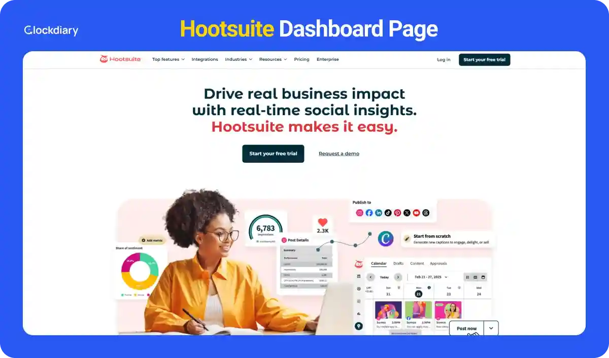 Hootsuite, one of the best AI productivity tools