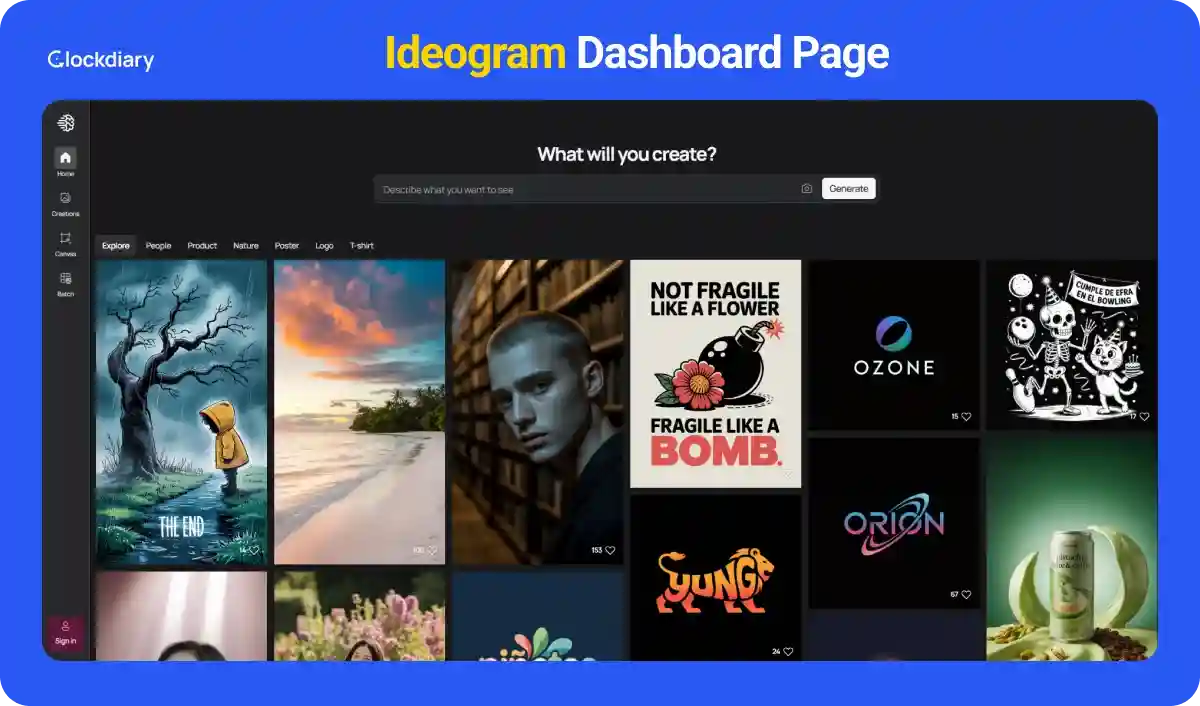 Ideogram Dashboard Page