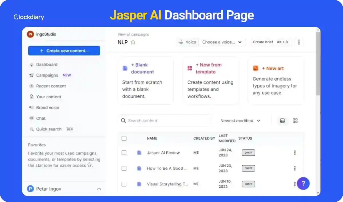 Jasper AI, one of the best AI Productivity tools