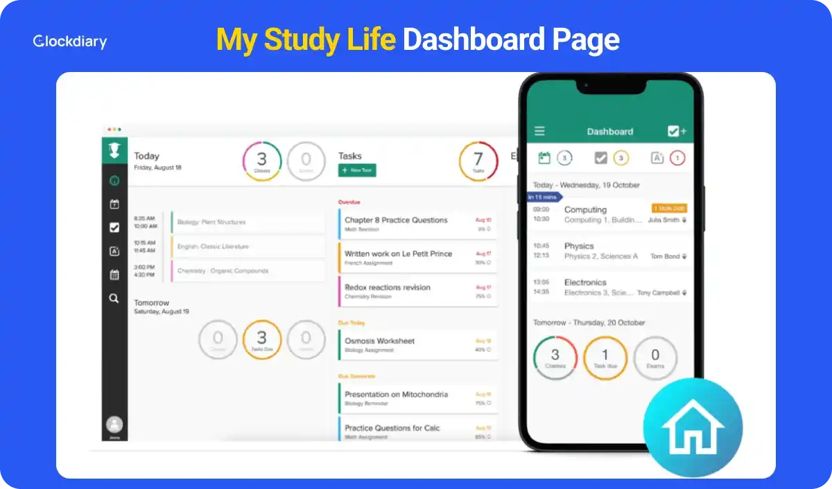 My Study Life Dashboard Page