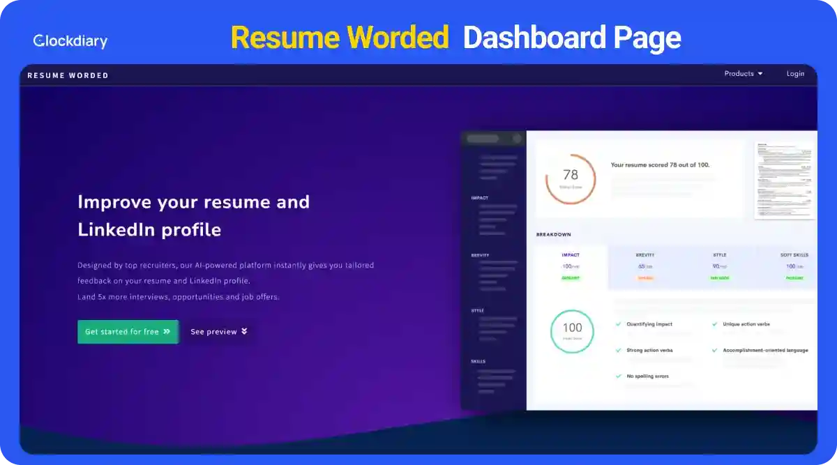 Resume Worded, one of the best AI productivity tools