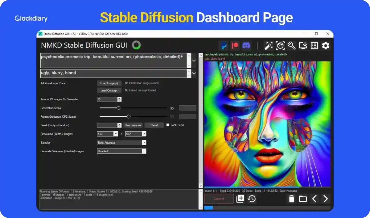Stable Diffusion Dashboard Page