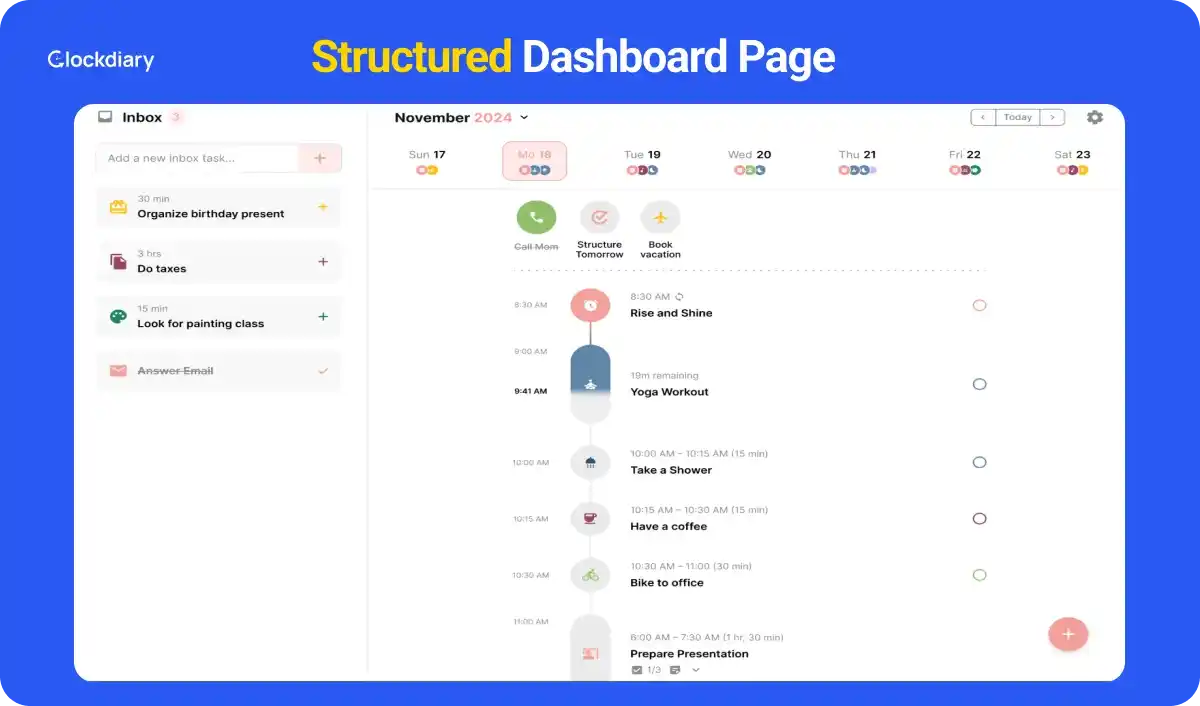 Structured Dashboard Page