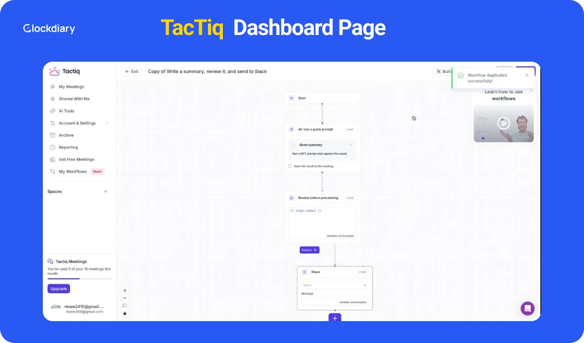 TacTiq, one of the best AI Productivity Tools
