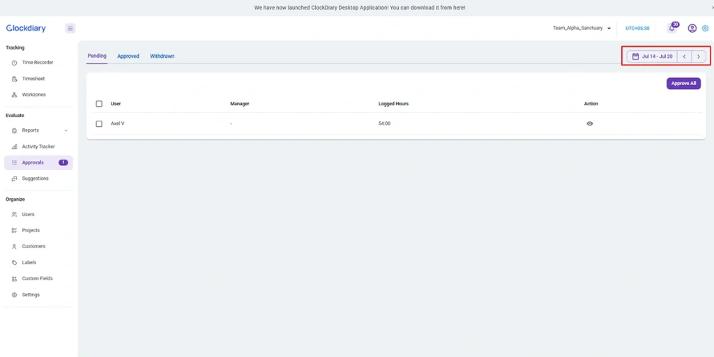 Timesheet Approval UI