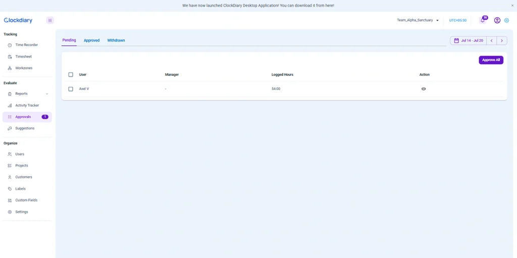Timesheet UI Pending
