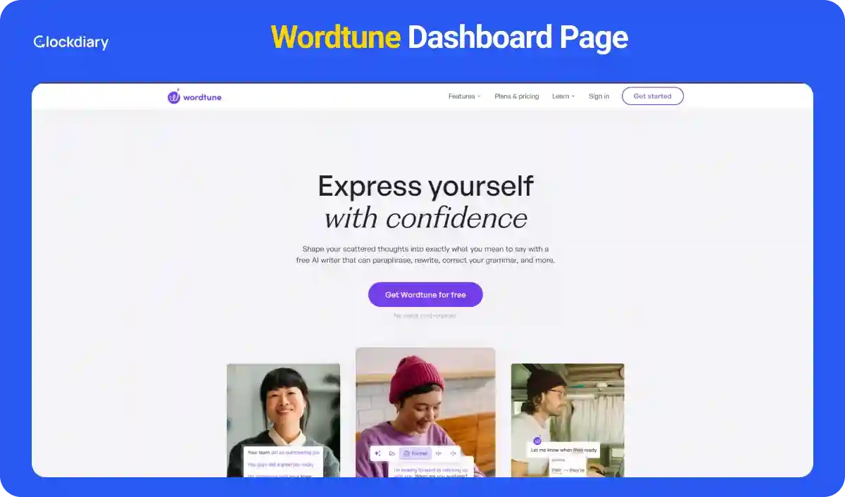 Wordtune Dashboard Page