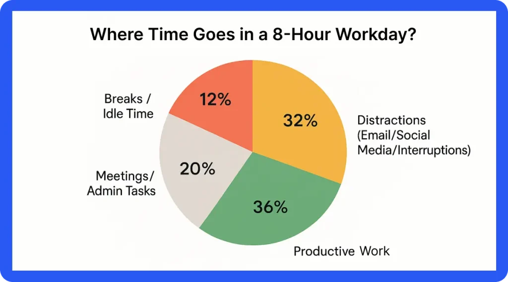 Where time goes in a 8-hour workday?