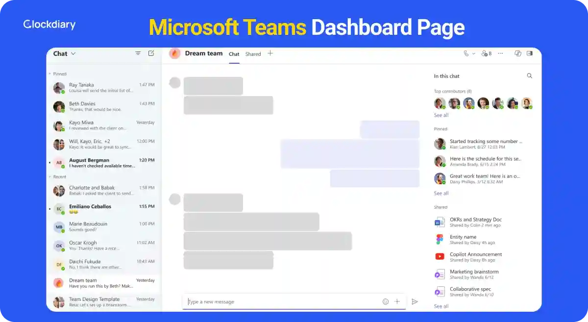 Microsoft Teams Dashboard Page
