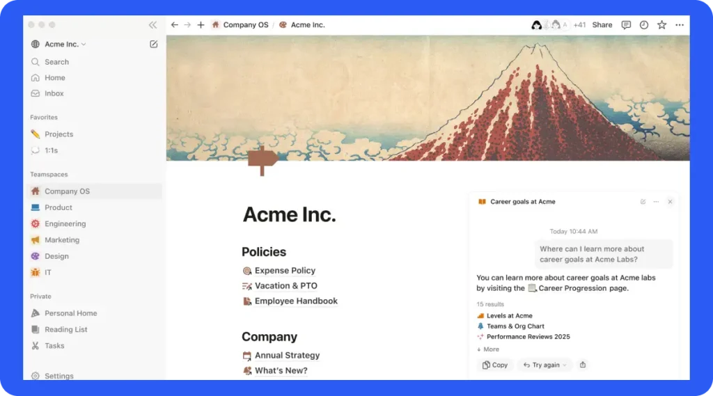 Notion interface