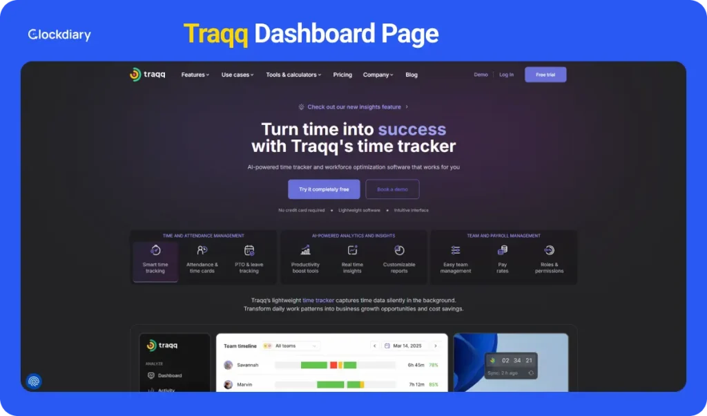 Traqq employee activity tool