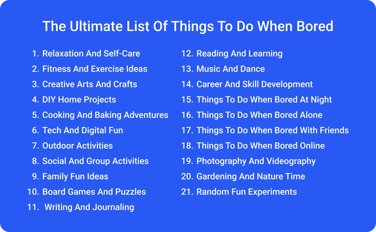 list of things to do when bored