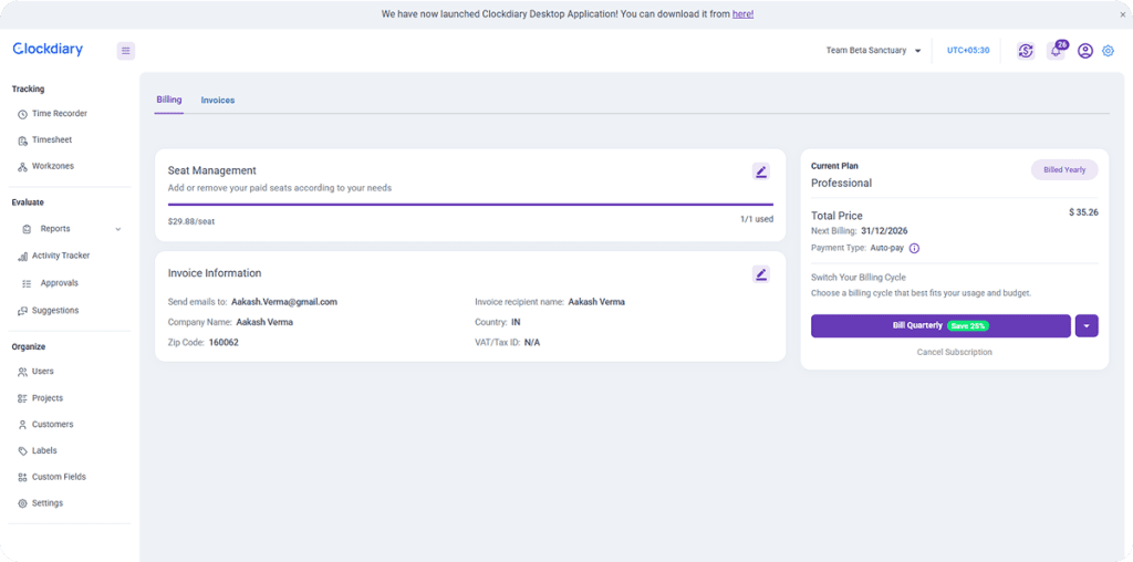 Seat Management Page